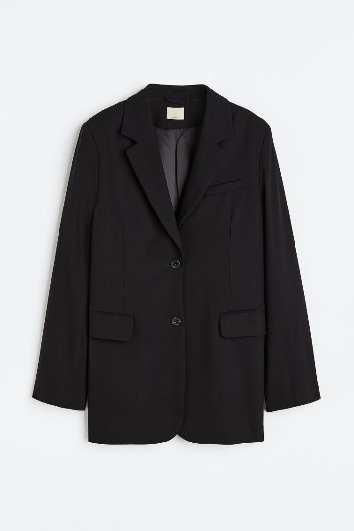 H & M - Single-breasted Wool-blend Jacket - Black