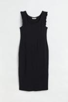 H & M - Mama Ruffle-trimmed Jersey Dress - Black