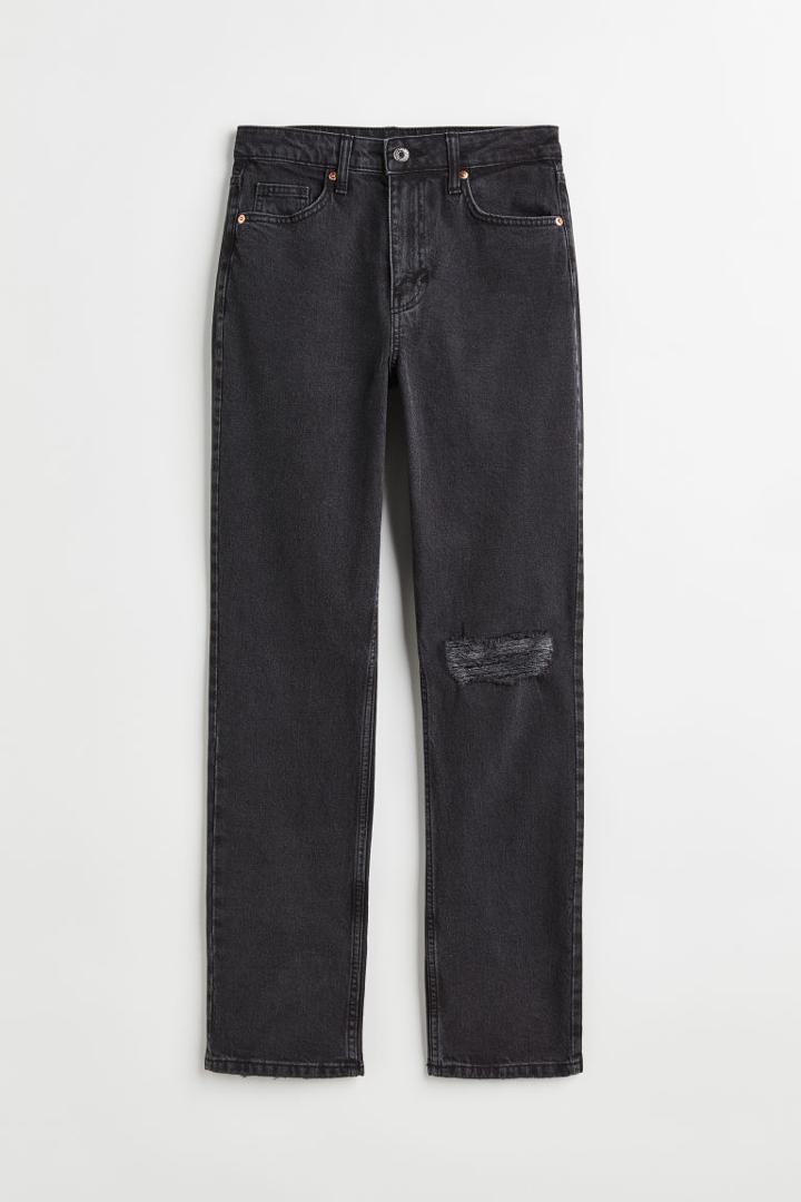 H & M - Vintage Straight High Jeans - Black