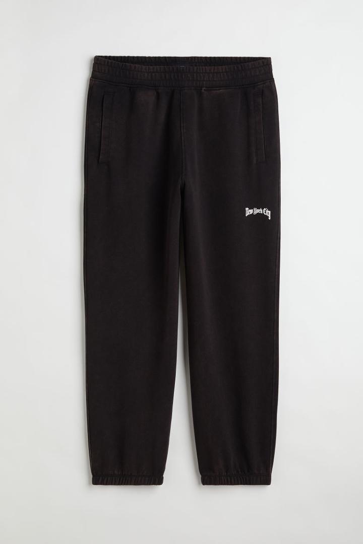H & M - Loose Fit Printed Joggers - Black