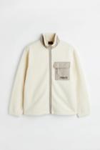 H & M - Relaxed Fit Fleece Jacket - White