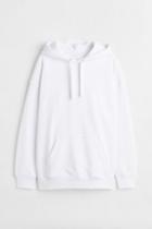 H & M - Oversized Fit Cotton Hoodie - White