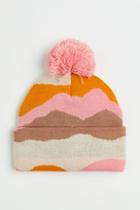 H & M - Jacquard-knit Pompom Hat - Pink