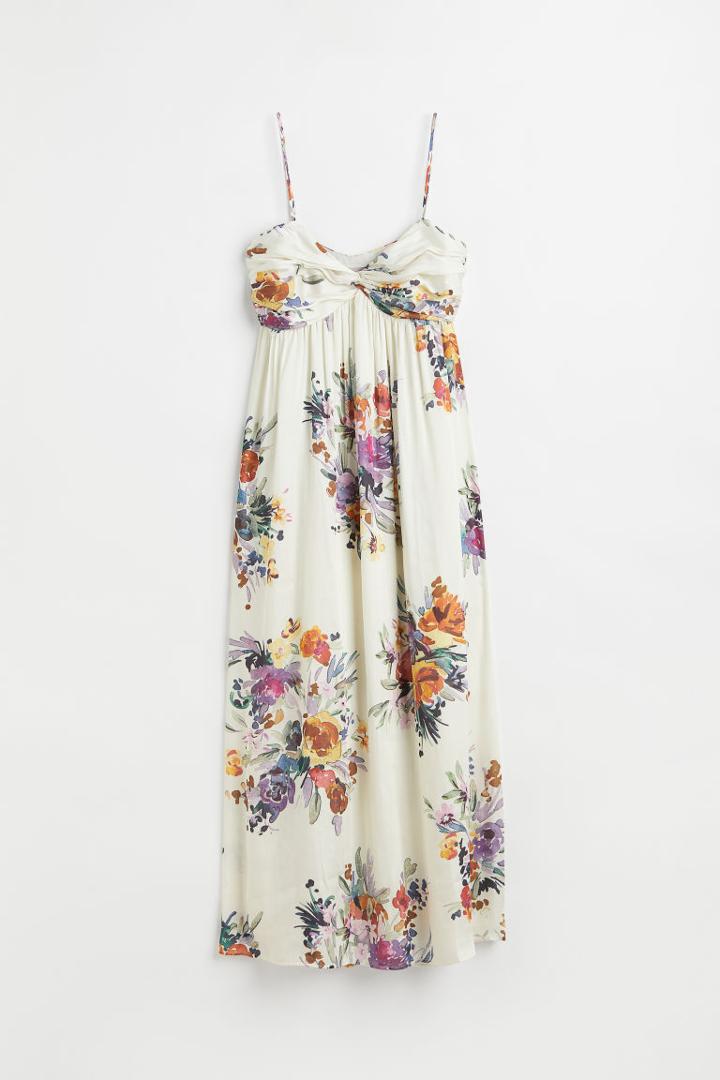 H & M - Long Satin Dress - White