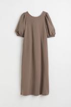 H & M - Waffled Jersey Dress - Brown