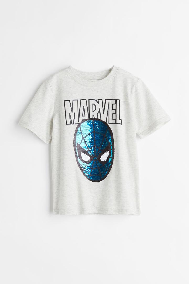 H & M - Flip-sequin T-shirt - Gray