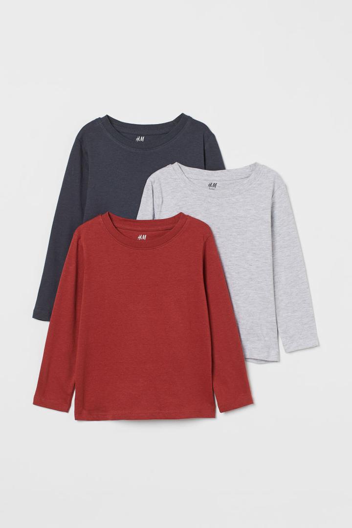 H & M - 3-pack Jersey Shirts - Red