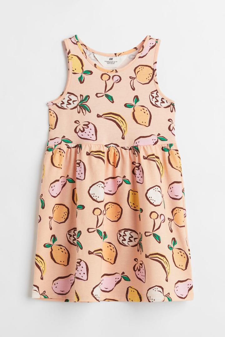 H & M - Patterned Jersey Dress - Orange