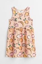 H & M - Patterned Jersey Dress - Orange