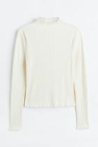 H & M - H & M+ Long-sleeved Ribbed Top - White