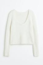 H & M - Fluffy-knit Sweater - White
