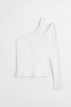 H & M - Ribbed One-shoulder Top - White