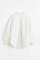 H & M - Oversized Gathered-sleeve Shirt - White