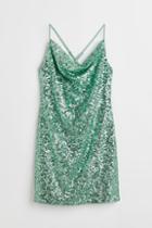 H & M - Sequined Mini Dress - Green