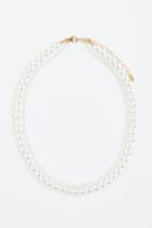 H & M - Double-strand Beaded Necklace - White