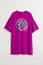 H & M - Printed T-shirt Dress - Purple