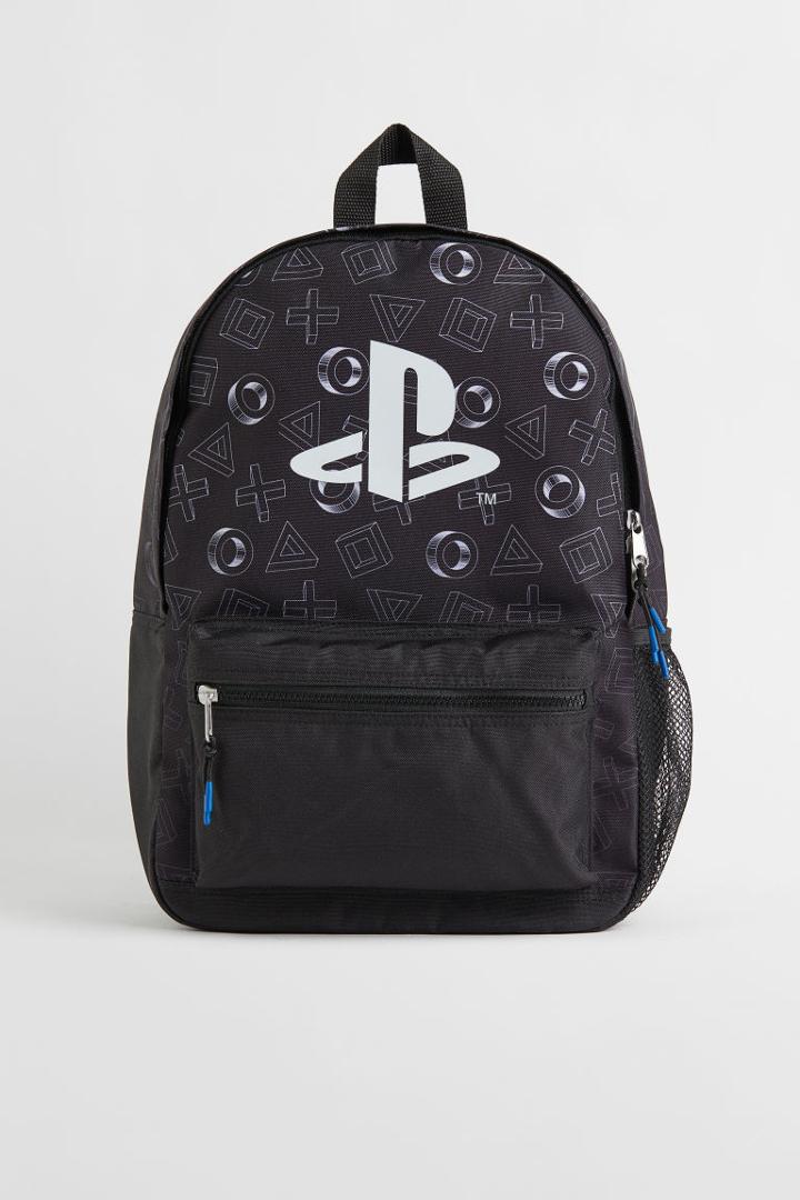H & M - Printed Backpack - Black