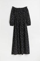 H & M - Off-the-shoulder Crped Dress - Black