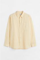 H & M - Relaxed Fit Linen-blend Shirt - Yellow