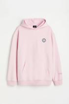 H & M - Relaxed Fit Motif-detail Hoodie - Pink