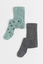 H & M - 2-pack Tights - Green