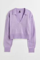 H & M - Collared Sweater - Purple