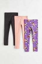 H & M - 3-pack Printed Leggings - Purple