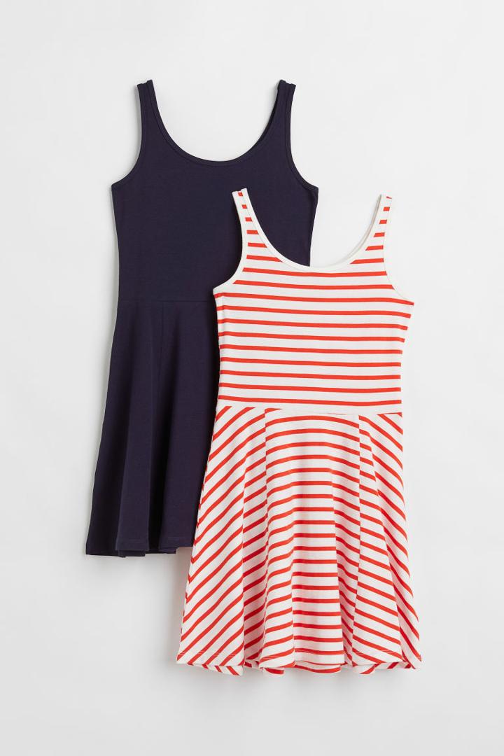 H & M - 2-pack Jersey Dresses - Orange