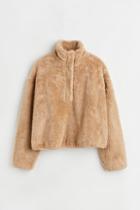 H & M - Faux Shearling Top - Beige