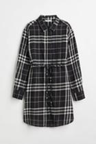 H & M - Mama Long Tie-belt Shirt - Black
