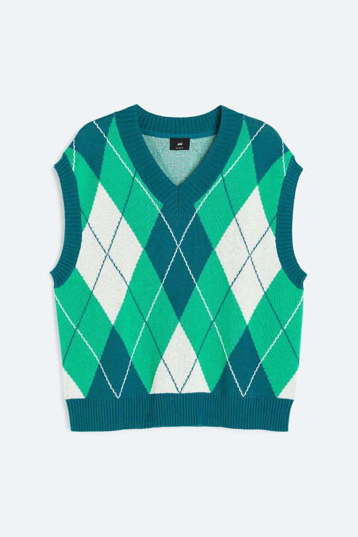 H & M - Relaxed Fit Sweater Vest - Turquoise