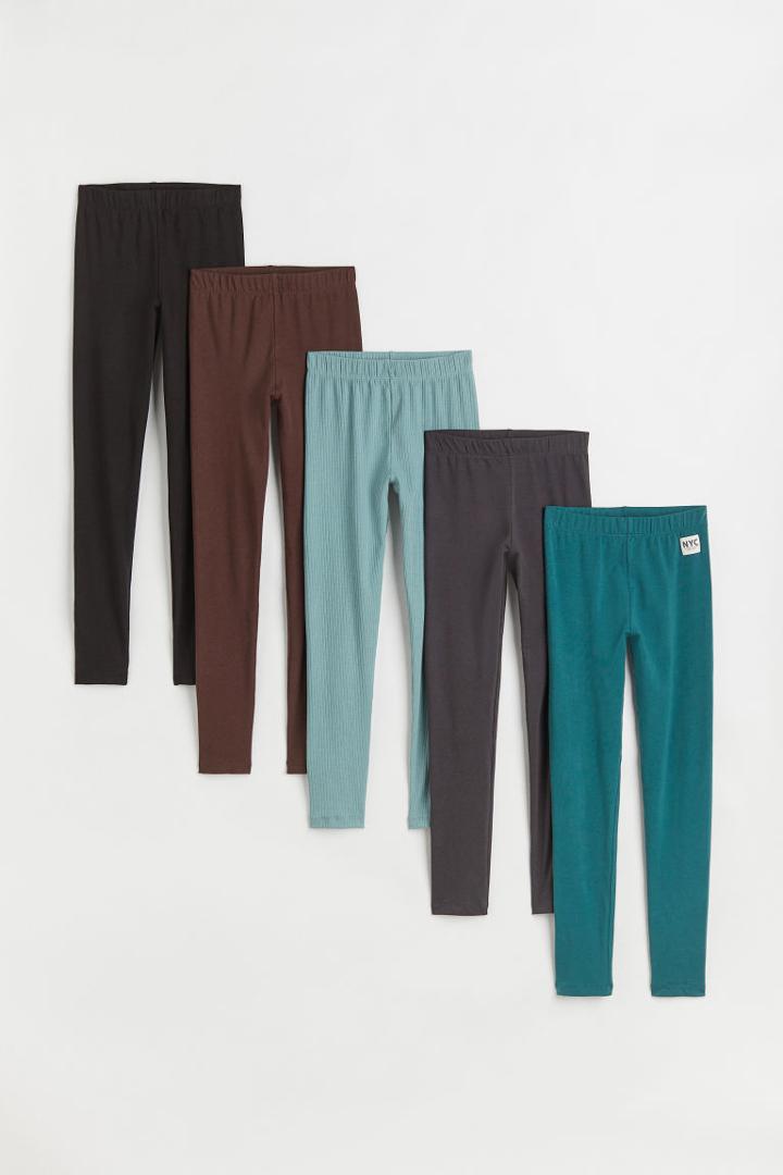 H & M - 5-pack Leggings - Turquoise