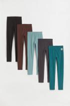 H & M - 5-pack Leggings - Turquoise