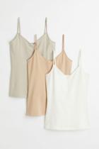 H & M - 3-pack V-neck Camisole Tops - Brown