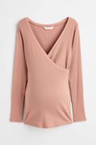 H & M - Mama Before & After Ribbed Jersey Top - Beige