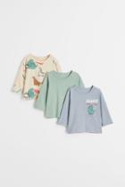 H & M - 3-pack Long-sleeved Jersey Shirts - Gray