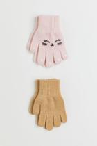 H & M - 2-pack Gloves - Pink