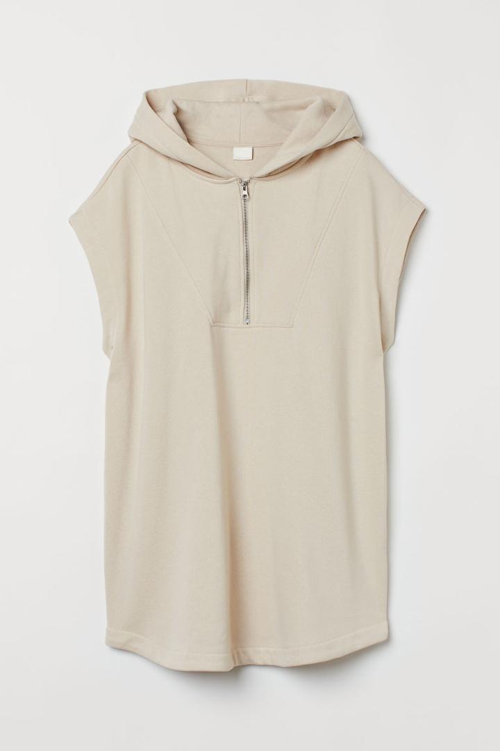 H & M - Sleeveless Hoodie - Beige
