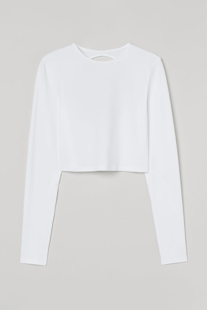 H & M - Cut-out Crop Top - White