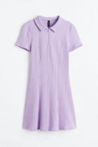 H & M - Collared Ribbed Dress - Purple