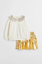 H & M - 2-piece Shimmery Set - Beige
