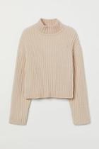 H & M - Ribbed Chenille Sweater - Beige