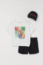 H & M - 3-piece Printed Set - White