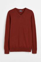 H & M - V-neck Cotton Sweater - Orange