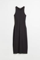 H & M - Ribbed Open-backed Dress - Black