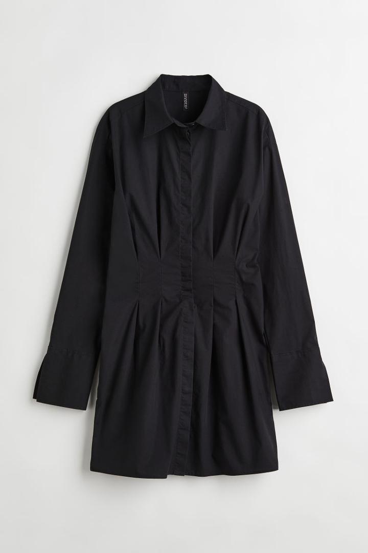 H & M - Cotton Poplin Shirt Dress - Black