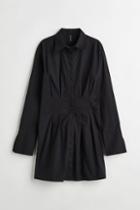 H & M - Cotton Poplin Shirt Dress - Black