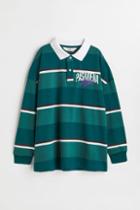 H & M - Printed Cotton Rugby Shirt - Green