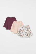 H & M - 3-pack Ruffled Tops - Beige