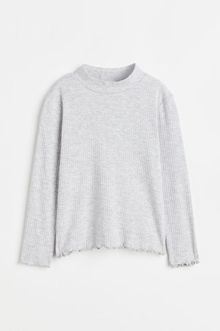 H & M - Jersey Mock Turtleneck Top - Gray